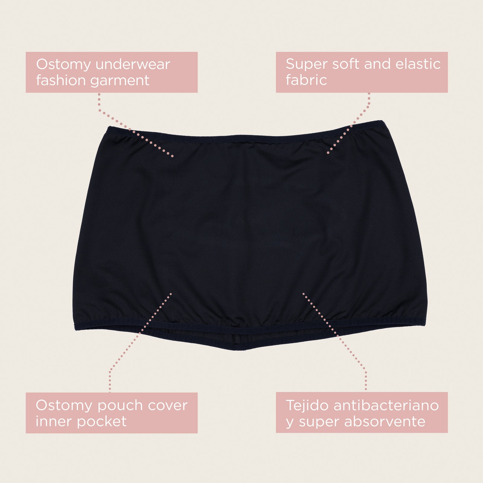 Bandage de stomie noir, sousvêtements de stomie, ceinture de stomie haut de gamme pour femme