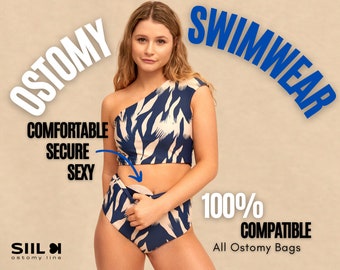 Ostomy Swimwear SIWA, Ostomy Bag Cover, Stoma Swimsuit w/ Inner Pocket for Colostomy Bag, Ileostomy Bag Covers for Swimming, Ostomy Gift