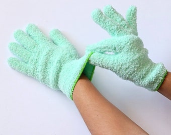 Microfiber Cleaning Gloves - Dusting Mitt - Reusable Wash Cloth - Scrub Sponge (Single Pair)