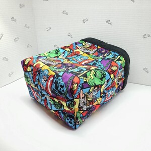 Large Colony size cotton colorful Super heroes design sugar glider pocket pet sleeping pouch snuggle sack hideout black fleece lining