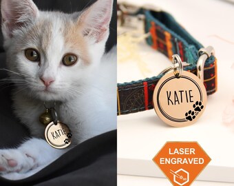 Custom Cat Tag Cat Collar Tag Personalized Cat Tag Custom Dod Tag Dog ID Tag Cat ID Tag Dog Name Tag Engraved Pet Tag Cat Name Gift Tag