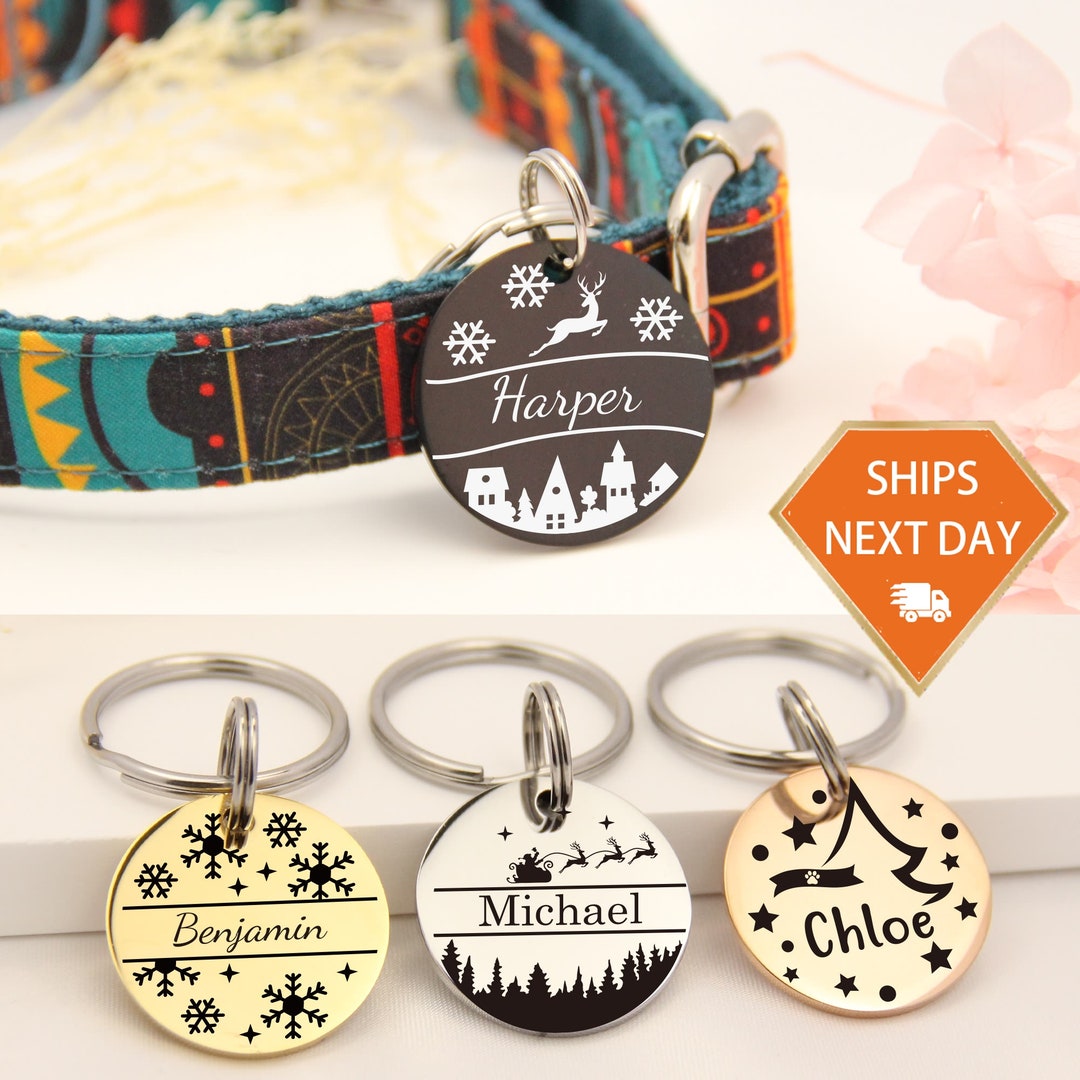 Christmas Dog Tag Dog Collar Tag Personalized Cat Tag Custom Cat Collar