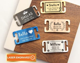 Slide on Dog Tag, Silent Dog Tag, Dog Tag, Dog Gift, Custom Dog Name Tag, Silent Dog Collar Tag, Pet ID Tag, Silent Pet Tag with Cut Hole