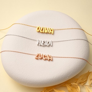 Personalisierte Halskette mit Namen in Blasenbuchstaben in Silber – personalisierter Schmuck für Frauen, einzigartiges Geschenk, anpassbares