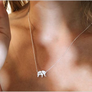 Personalized Elephant Necklace with Initial • Custom Animal Pendant Jewelry Gift • Dainty Sterling Silver Necklace for Women and Girls