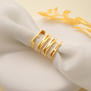 Anillo con nombre - Anillo con iniciales de plata de ley para mujer - Anillo con inicial personalizable, joya personalizada elegante, idea d