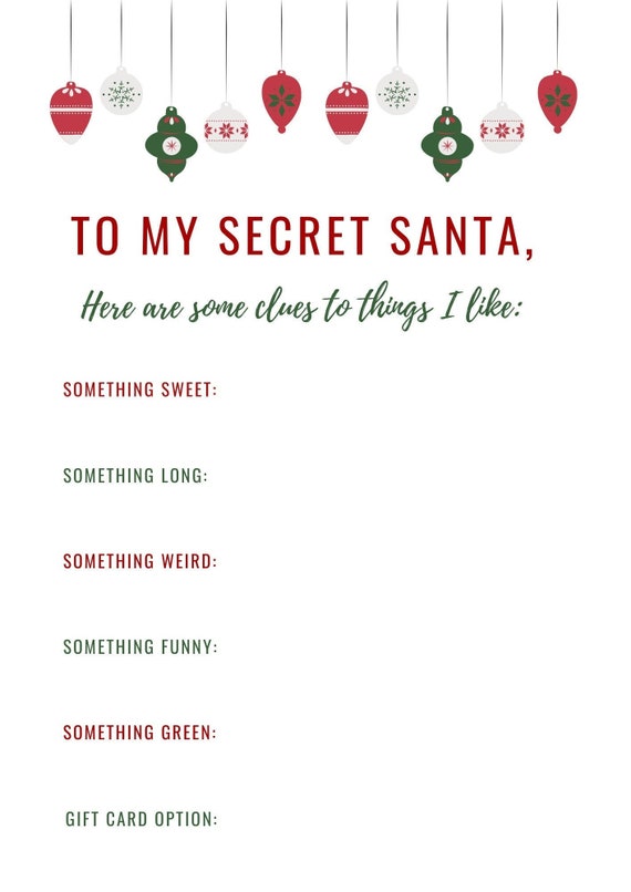 Secret Santa List Ornaments Etsy