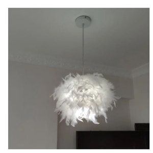 Weiße Feder Hellschirm Federanhänger Light Nacht LED | Etsy