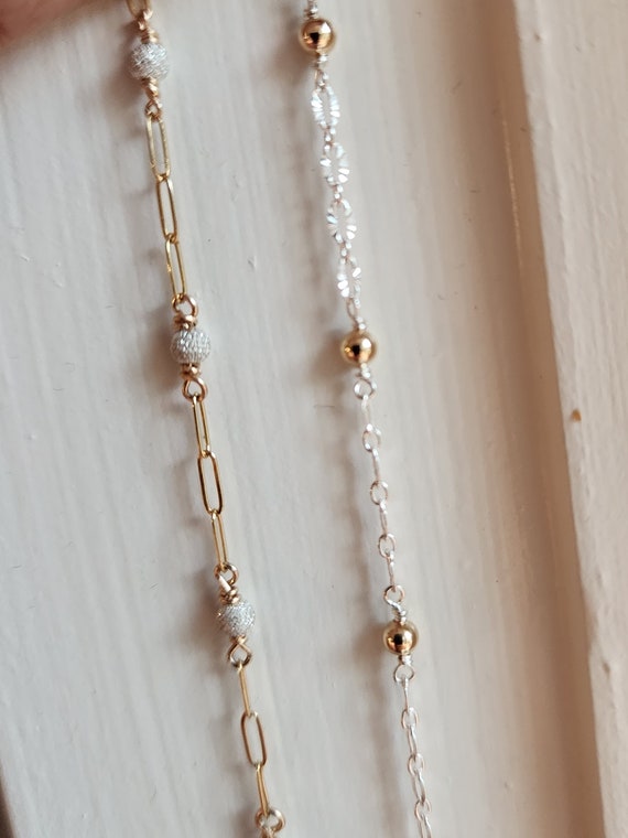 Permanent jewelry chain, 14K Gold Filled and Sterling Silver mixed metal chain , Two-tone Chain by the foot, Handcrafted unique pj supplier