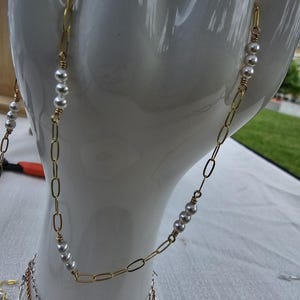 Dainty pearl satellite chain - 14K Gold Filled or Sterling Silver, Unique Chain style for jewelry making, Pearl Chain by the foot