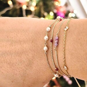 Gold and Ruby Permanent Jewelry Chain by the Foot, Semi-precious ...