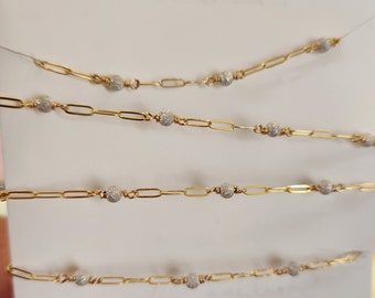 14K Gold Filled and Sterling Silver mixed metal chain , Dainty and Durable Two-tone Chain. Unique handcrafted Precious metal jewelry
