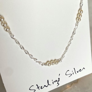 Dainty pearl satellite chain - 14K Gold Filled and Sterling Silver