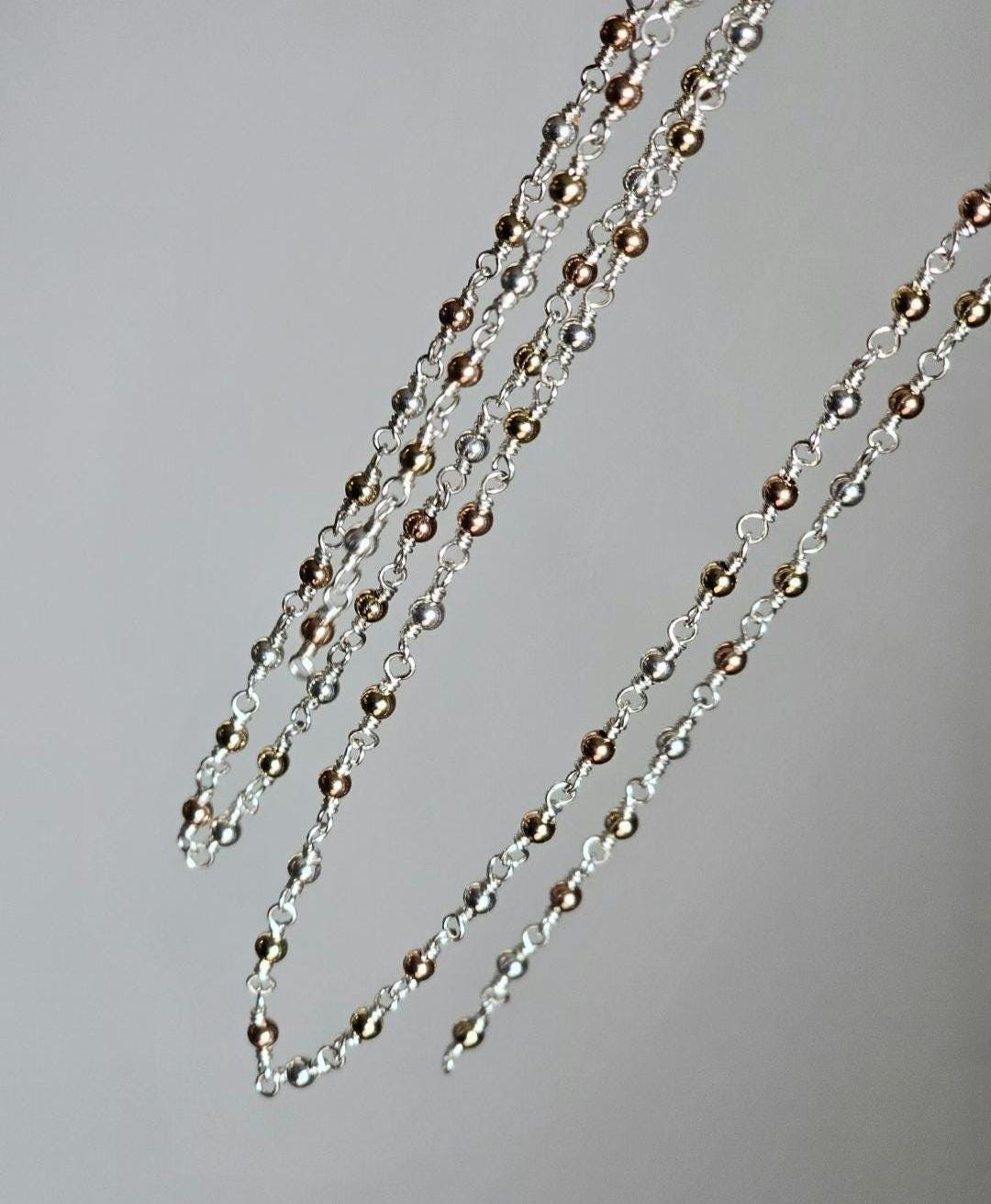 Permanent Jewelry Chain Tri Tone, Sterling Silver, Gold & Rose Gold ...
