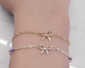 Handmade Bow permanent jewelry connector: 14K Gold Filled or Sterling Silver Permanent Jewelry