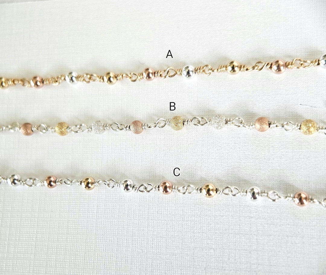 Permanent Jewelry Chain Tri Tone, Sterling Silver, Gold & Rose Gold ...