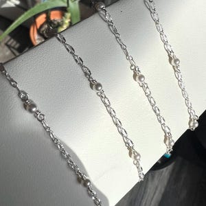 Dainty pearl satellite chain - 14K Gold Filled or Sterling Silver options, Unique and cute Chain style, unfinished chain by the foot