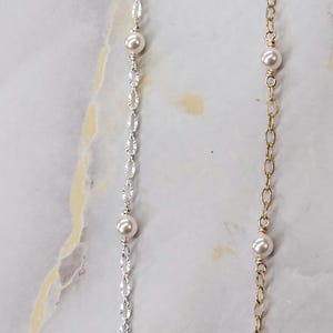 Dainty pearl satellite chain - 14K Gold Filled or Sterling Silver options, unfinished chain by the foot for permanent jewelry,  pearl chain