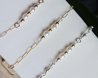 Conector de perlas para joyería permanente, plata de ley y chapado en oro, dije de perla hecho a mano para pulseras y brazaletes permanentes.