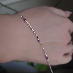Permanent jewelry chain, 14k Gold Filled or Sterling Silver genuine Ruby Chain: Permanent Jewelry chain by the Foot