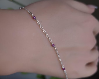 Permanent jewelry chain, 14k Gold Filled or Sterling Silver genuine Ruby Chain: Permanent Jewelry chain by the Foot