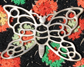 1970's Vintage Brass Butterfly Trivet/Wall Art