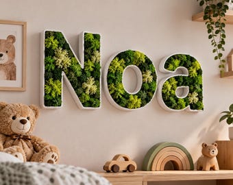 Personalized decoration – moss letters | Family gift | Gift for birth, wedding or housewarming