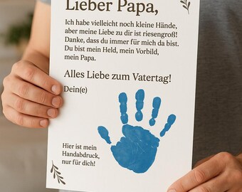 Father's Day Poster with Handprint – Personalized Gift for Dad from Child – DIY Father Child Gift