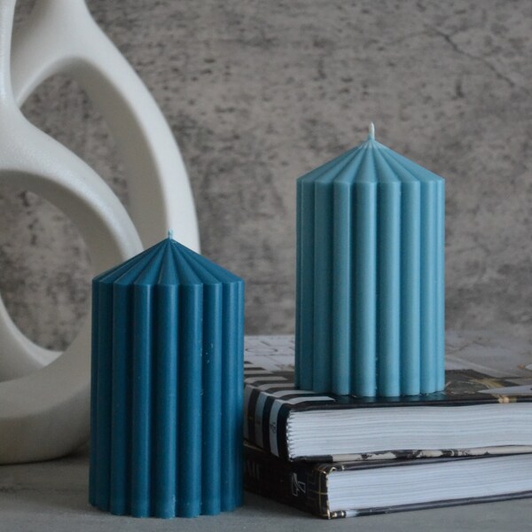 Teal Pillar Candles Etsy