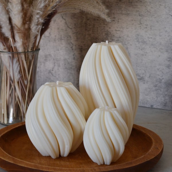 Soy Off-White Swirl Candle Set | Decorative Handmade Home Decor Candle