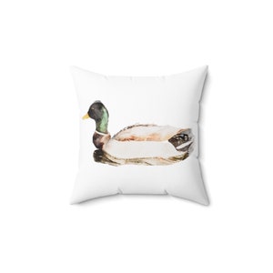 Mallard Duck Square Pillow, Bird Home Decor, Duck Decorative Pillow, Decorative Bird Pillow, throw pillow, male duck couch cushion