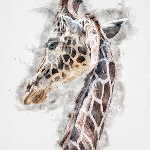 Handsome Giraffe Watercolor, Giraffe Watercolor Art, Printable Giraffe Art, Giraffe Painting, Wildlife Painting, SAFARI Animal watercolor