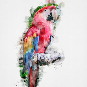Tropical MACAW Watercolor Art, Printable Macaw Painting, MacawPainting, Tropical Bird Art, Watercolor Bird Art, Printable Bird Art, Bird art