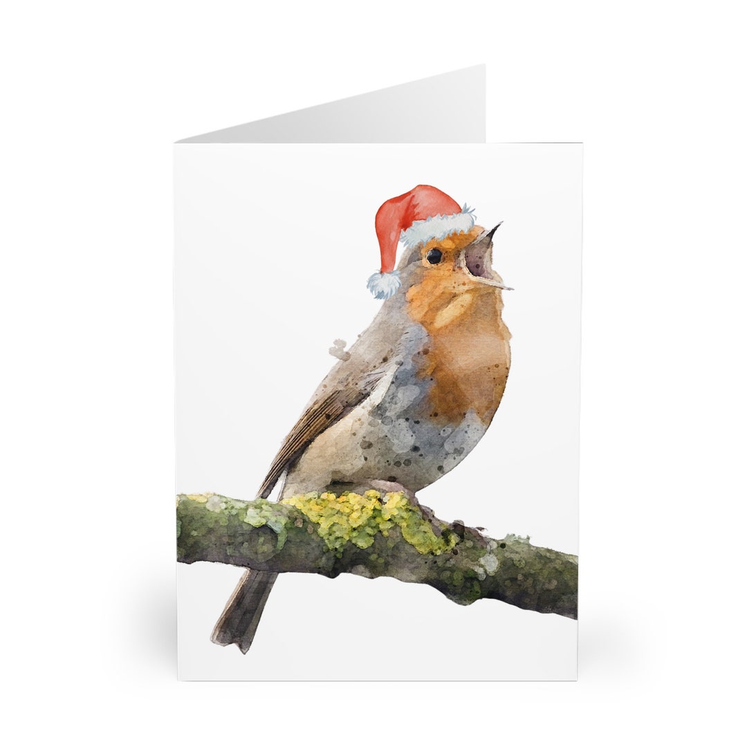 Printable Robin Christmas Card, Last Minute Holiday Card for Bird Lover ...