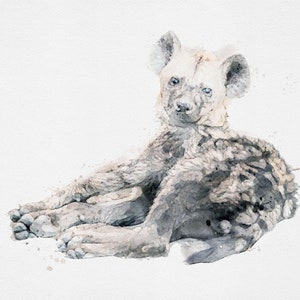 Printable Baby Hyena Watercolor, Hyena Watercolor Art, Hyena Watercolor Printable Art, hyena Watercolor Safari Art, Printable hyena Decor, h