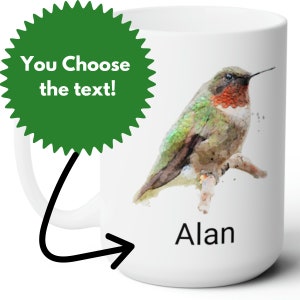 Custom Hummingbird Coffee Cup, Gift for birder, Bird Custom Coffee Mug, Bird coffee mug, bird coffee cup, gift for bird lover