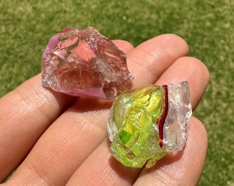 Andara crystal reiki activated to Mary Magdalene, Great Visionary, Divine Feminine, rare multi colored green & pink Andara set