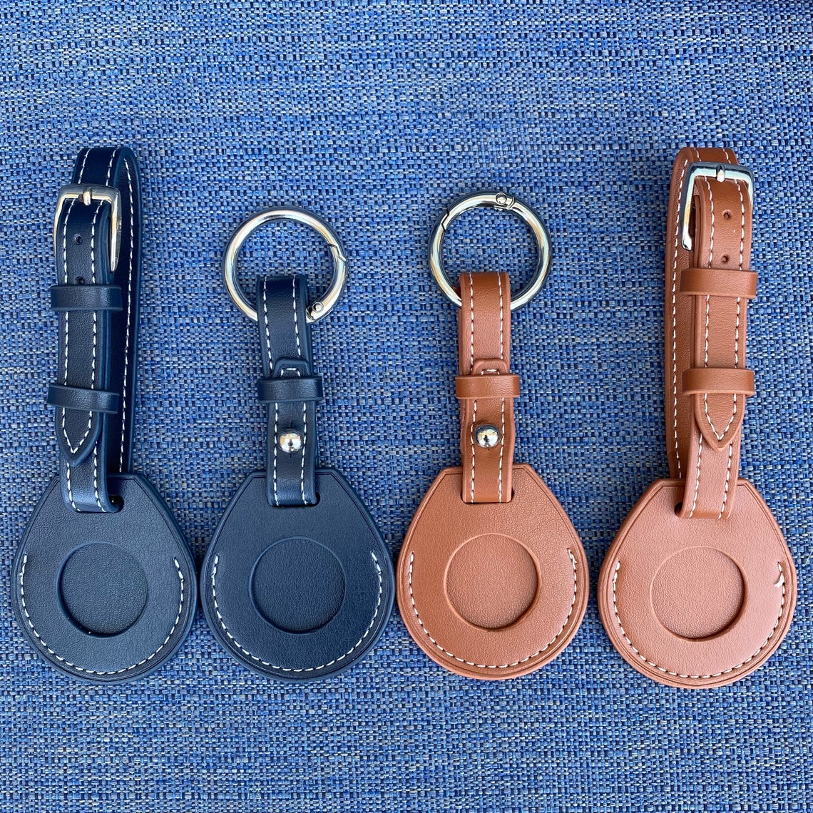 Personalized AirTag Case Leather Indigo Blue Leather AirTag Etsy