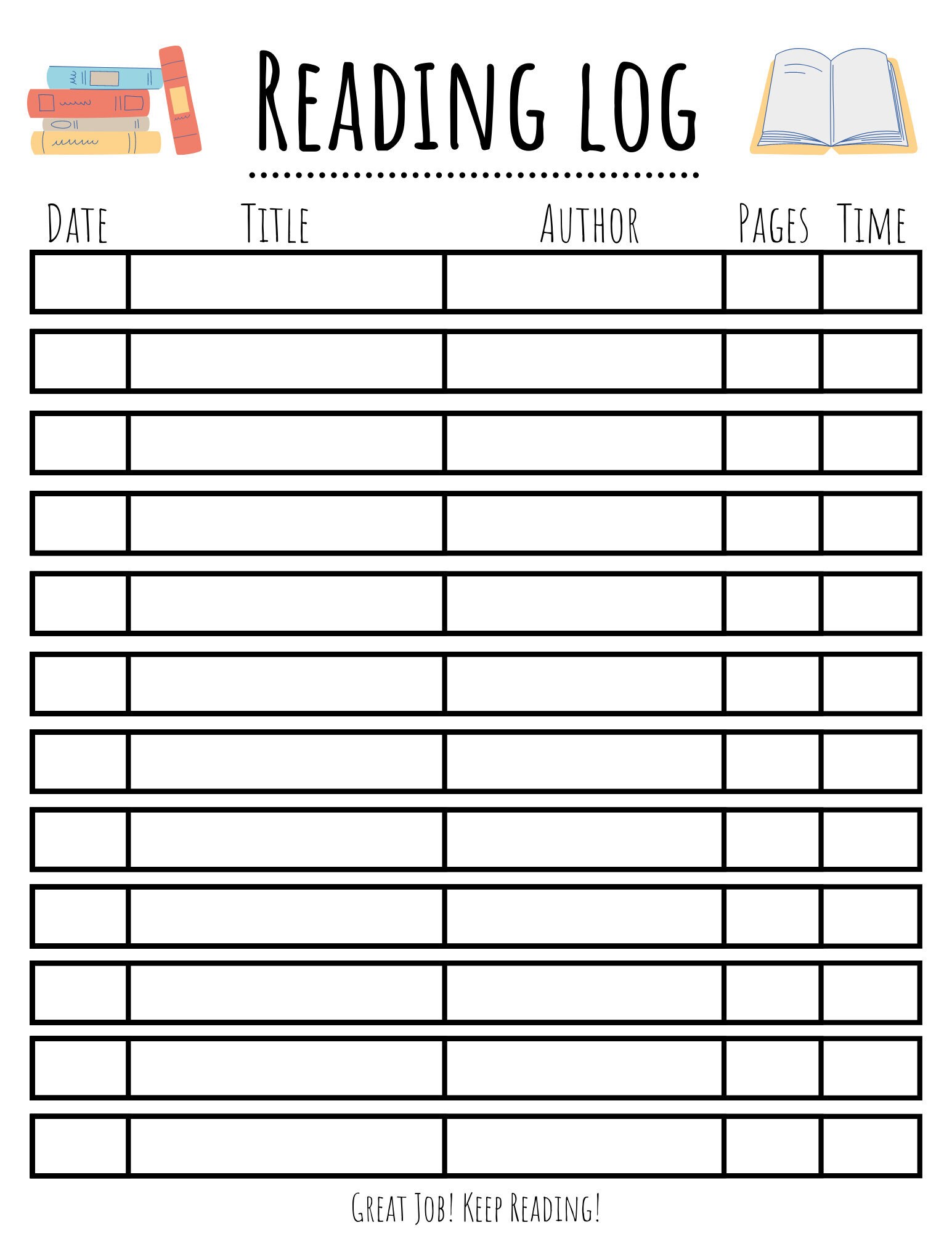 reading log summer worksheet for kids reading worksheet etsy