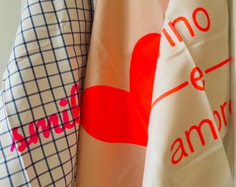 Neon tea towel, Valentine's Day, nkhamburg Hamburg, Pasta Amore, cotton, modern, screen printed, gift, souvenir