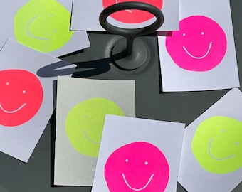 Postkarten  Motiv Spruch Schriftzug nkhamburg Siebdruck Karten Neon Pink Gold Smiley Happy Herz Hochwertig Recycling-Papier Geburtstag