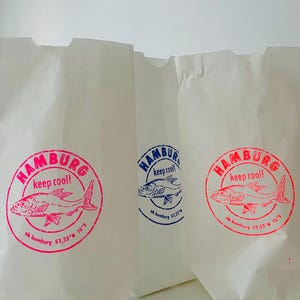 Sacchetto regalo con fondo in carta nkhamburg Hamburg Keep Cool serigrafia Neon Moin Modern Pink Maritime taglia S