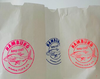 Geschenktüte Bodentüte Papiertüte nkhamburg Hamburg Keep Cool Siebdruck Neon Moin Modern Pink Maritim Größe S