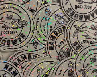 Hamburg Aufkleber Sticker Glitzer Vinyl nkhamburg Fischmotiv Keep Cool Maritim Glossy Laptopaufkleber Journaling