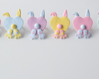かわいいパステルカラーのうさぎのしっぽリング：ポリマークレイ製フェアリー系ジュエリー