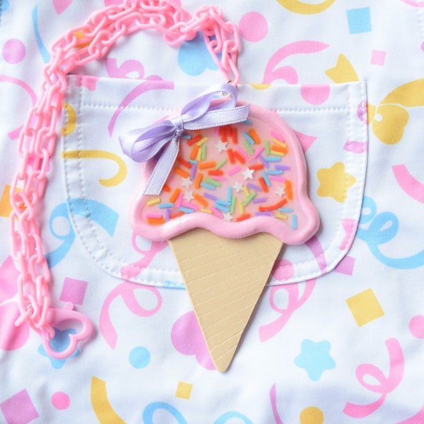 Kawaii Pastel Ice Cream Cone with Sprinkles necklace, fairy kei, fairy kei jewelry, pastel jewelry, pop kei, cute stuff