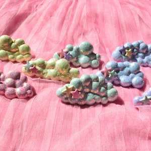 Kawaii Glitter Bubble Cloud Hair Clip: Pastel Fairy Kei Star Barrette