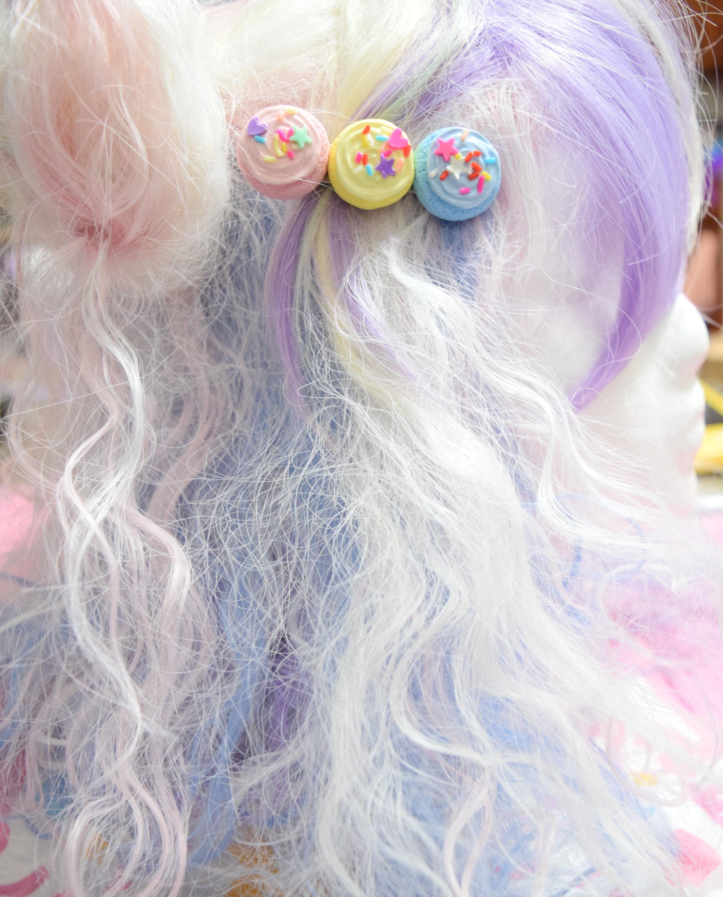 Kawaii Pastel Rainbow Frosted Cookie Hairclips – Fairy Kei Jewelry and Accessory