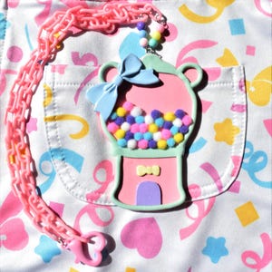Pastell Bär Bubblegum Machine Halskette: Fairy Kei Schmuck