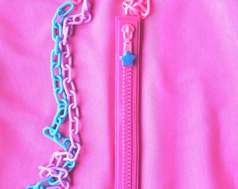Kawaii Neon Zipper Necklace: Spank Kei Decora Jewelry